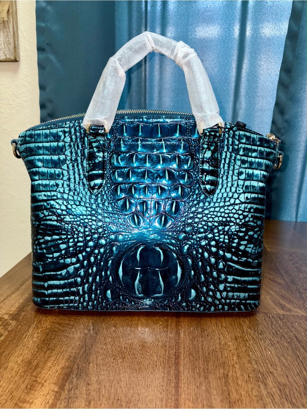 Brahmin NWT Duxbury - Blue Patina - Peacock/Teal - Jewel Tone - Two Eyes - Picture 3 of 16